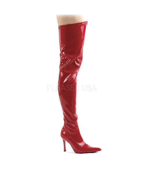 LUST-3000 - Red Str Pat Thigh Boot, 3 3/4"