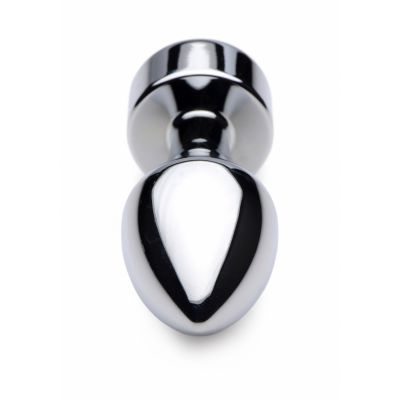 Weighted Base Aluminum Plug Pink Gem Small Vibrating Butt Plug
