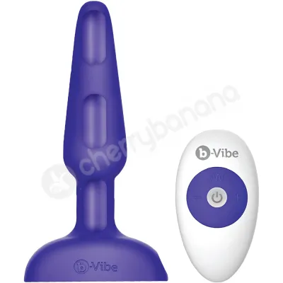 B Vibe Trio Plug Purple Remote Control Vibrating Butt Plug With Case