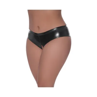 Women s Lingerie Magic Silk Hard Candy Low Rise Split Crotch Boyshort Black Queen Size