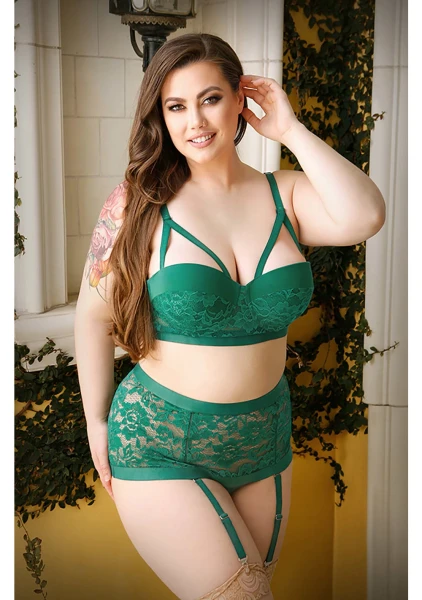 Nadine Bra & High Waisted Gartered Panty - Plus Size — image 4 of 6