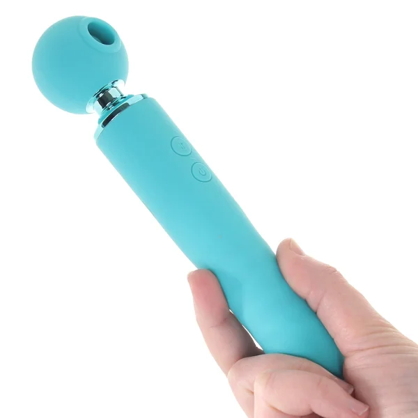 Revel Fae Rechargeable Silicone Vibrating Air Pulse Clitoral Stimulator With Thruster - Teal