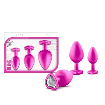 Luxe Bling Plugs Training Kit Pink With White Gems