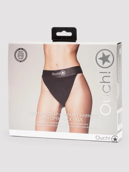 Ouch! Vibrating Open-Back Strap-On Panties