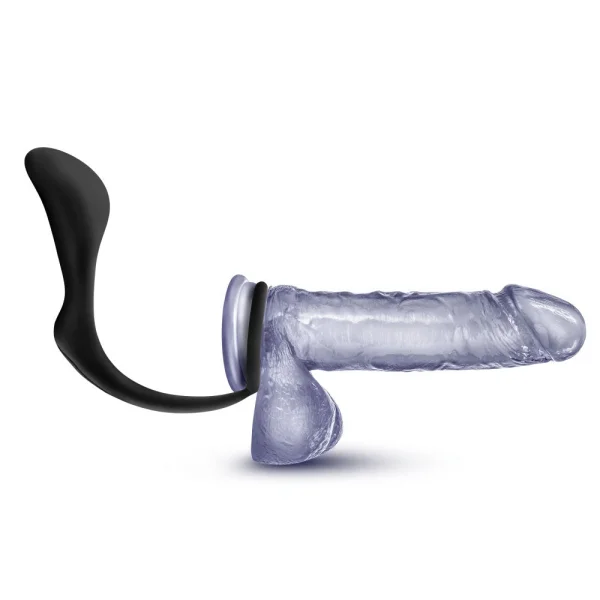 Anal Adventures Platinum Cock Ring Plug Black