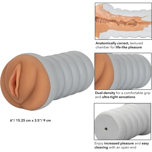 Gripper Ribbed Tight Pussy Brown Masturbator