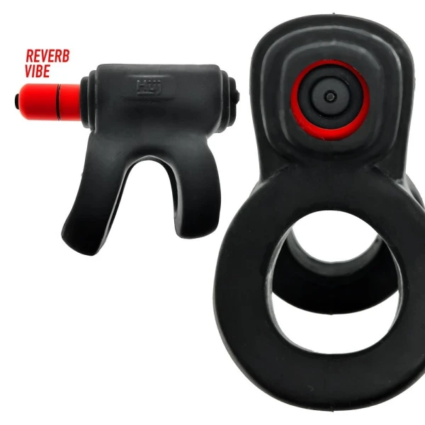 Cock Rings:  Hunkyjunk Revhammer Cock & Shaft Ring With Bullet Vibrator Tar Ice