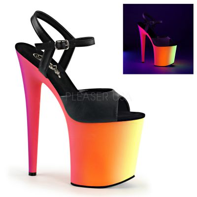 8 inches Heel 4 inches PF Ankle Strap Sandal W Neon MC PF Bottom