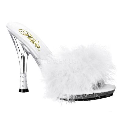 GLITZY 501 8 4 3 4 RS Embossed Cone Heel Marabou slpr