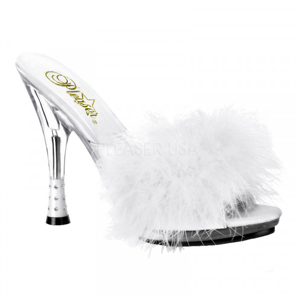 GLITZY-501-8 - 4 3/4" RS-Embossed Cone Heel Marabou slpr