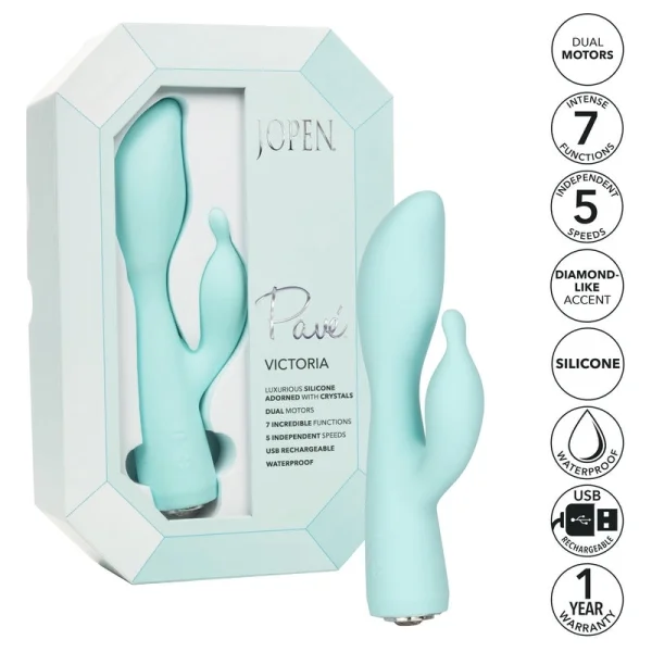 Pave Victoria Rechargeable Waterproof Silicone Rabbit Style Vibrator By Jopen