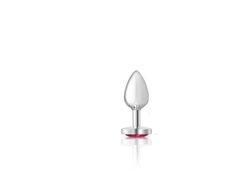 Cheeky Charms - Silver Metal Butt Plug - Heart - Bright Pink - Small