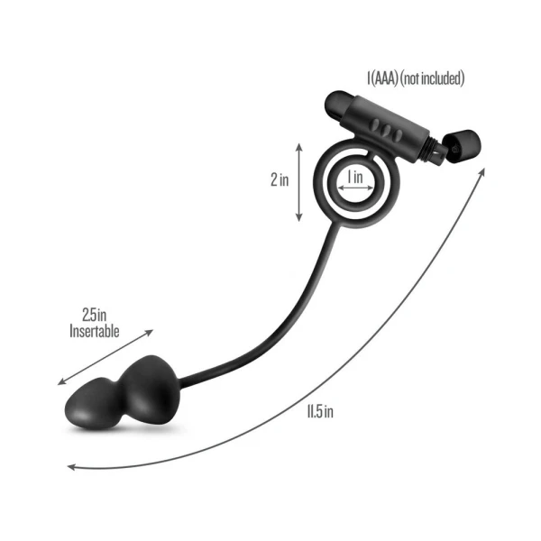 Blush Anal Adventures Platinum Silicone Anal Plug With Vibrating C Ring - Black