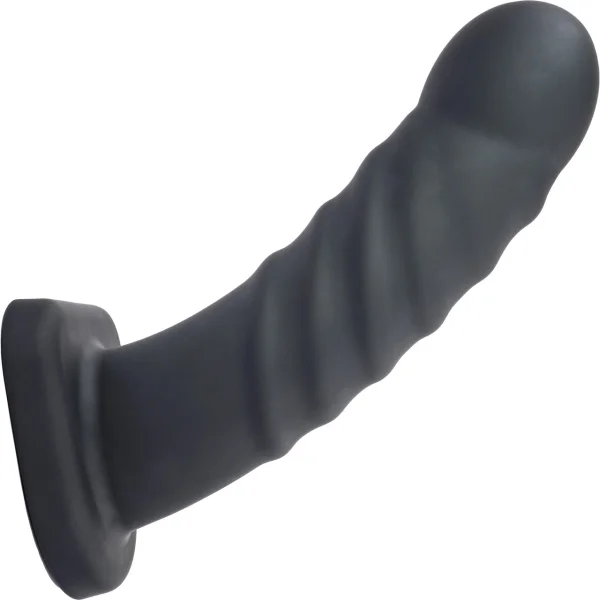 Merge Collection Banx 8" Silicone Ribbed Hollow Dildo By Sportsheets - Black