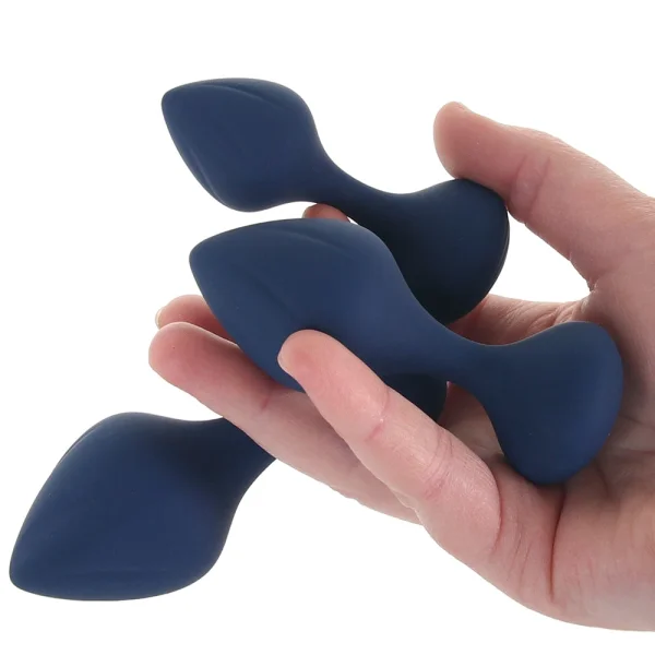 Playboy Pleasure Tail Trainer Silicone 3 Piece Anal Training Kit - Navy
