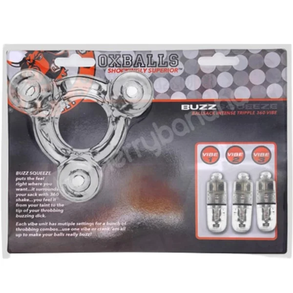 Oxballs Buzz Squeeze Ballsack Intense Triple 360 Clear Ball-stretcher Vibe