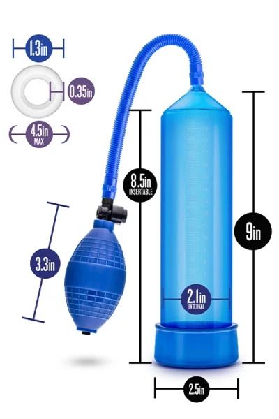 Blush VX101 Performance 9" Penis Pump plus Cock Ring