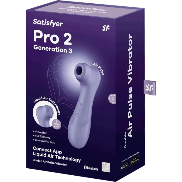 Satisfyer Pro 2 Generation 3 App Enabled Pressure Wave Rechargeable Waterproof Stimulator - Lilac