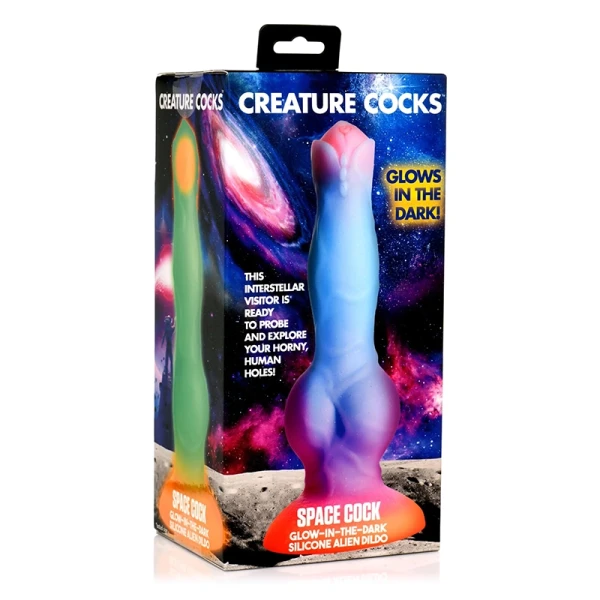 Space Cock Glow-in-The-Dark Alien 8.5" Silicone Suction Cup Dildo By Creature Cocks
