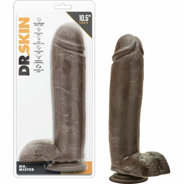 Dr. Skin Mr Mister Realistic Dildo With Balls & Suction Cup by Blush - Chocolate