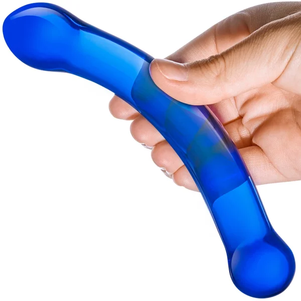 Glas 6 inches Curved Glass G-Spot Dildo Blue