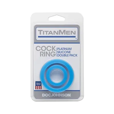 Titanmen Silicone Cock Rings Double Pack Blue