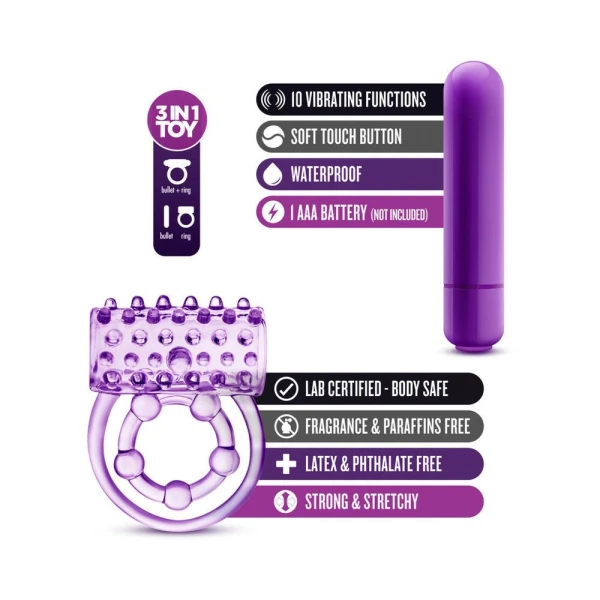 Play With Me - The Player - Vibrating Double Strap Cockring - Purple