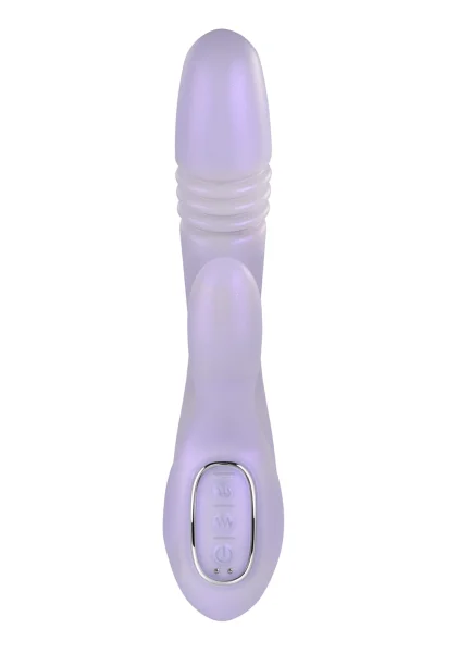 Playboy Pleasure Bumping Bunny Warming Rechargeable Silicone Thrusting Rabbit Vibrator - Lavender