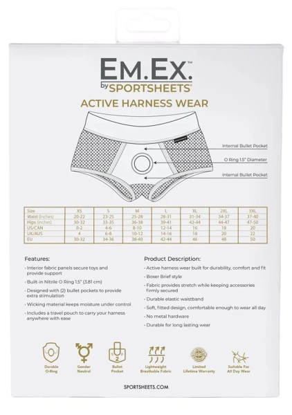 EM.EX. Fit Harness Fishnet Strap-On Harness Brief By Sportsheets - Large, Waists 28" to 31"