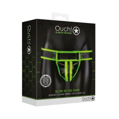 Ouch Glow Striped Jock Strap Glow In The Dark Green L xl