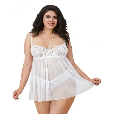 Babydoll Restraints G String White Queen O S