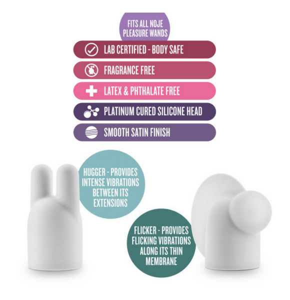 Noje Silicone Pleasure Wand Attachments Heads Hugger and Flicker