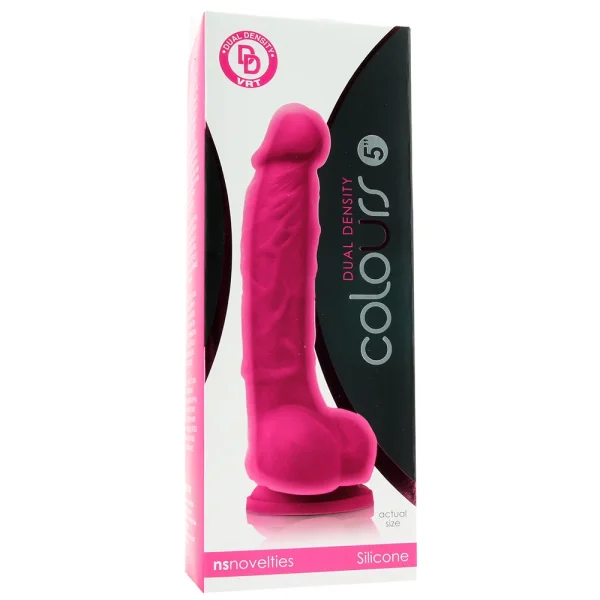 Colours Dual Density 5 Inch Silicone Suction Cup Dildo - Pink