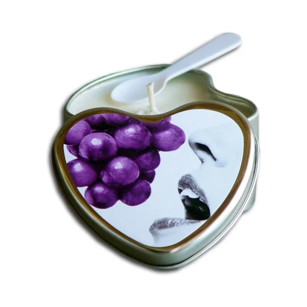Earthly Body Edible Massage Candle Grape 4oz Heart Tin — image 4 of 4
