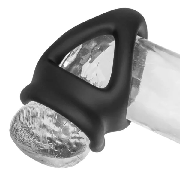 Alpha Liquid Silicone Dual Cage & Cock Ring By CalExotics - Black