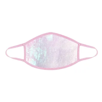 Ballet Sorbet White Sequin Dust Mask With Pastel Pink Trim