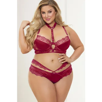Seven Til Midnight Intimate Times 2 Piece Lace Satin Bra Set