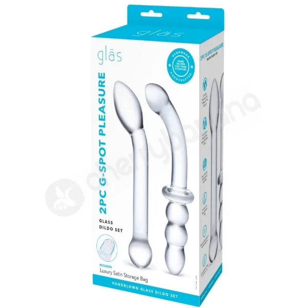 Glas G-spot Pleasure Glass Clear Dildo 2 Piece Set
