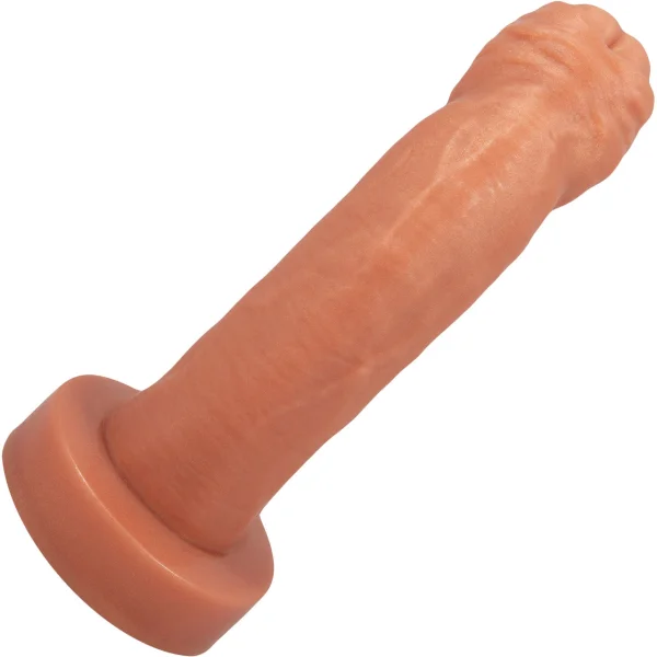The Reservo Uncut 6.75" Silicone Uncircumcised Dual Density Realistic Dildo By Uberrime - Caramel