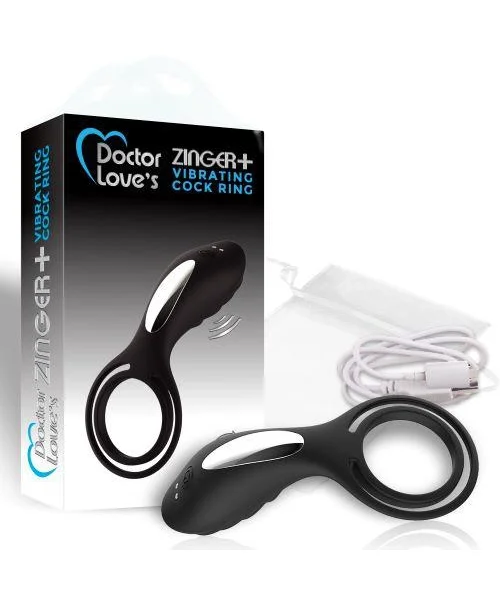 Doctor Love Zinger+ Vibrating Rechargeable Cock Ring Black