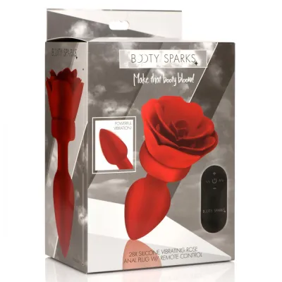 28x Silicone Vibrating Rose Anal Plug With Remote Medium