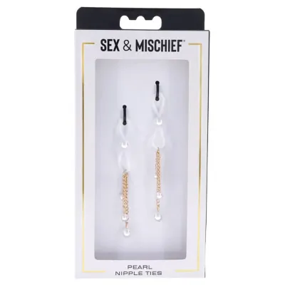 Pearl Nipple Ties Gold white