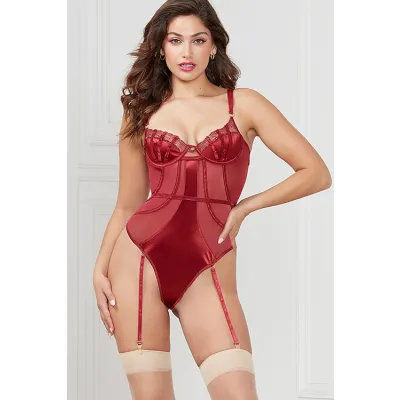 Intimate Times Mesh Teddy in Satin Lace By Seven Til Midnight
