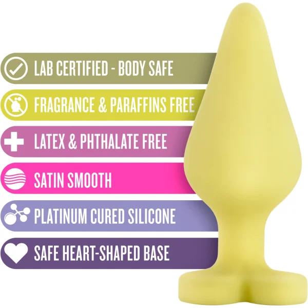 Play With Me Naughty Candy Heart Silicone Butt Plug By Blush - Spank Me Yellow — image 6 of 6