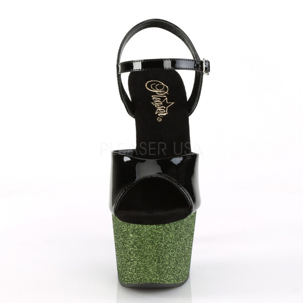 7 inches Heel, 2 3/4 inches Ombre Glittered PF Ankle Strap Sandal — image 6 of 25