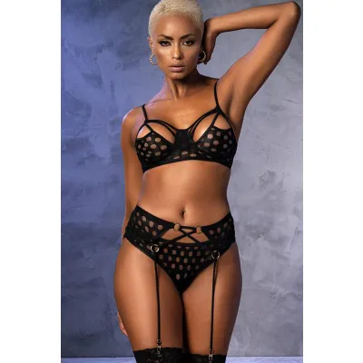 Mapale by Espiral Sweet Spot Polka Dot Bra with Garter Belt Panty