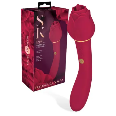 Secret Kisses Rosegasm Lingo 8 Clitoral Stimulator G Spot Vibrator with Flickering Tongue
