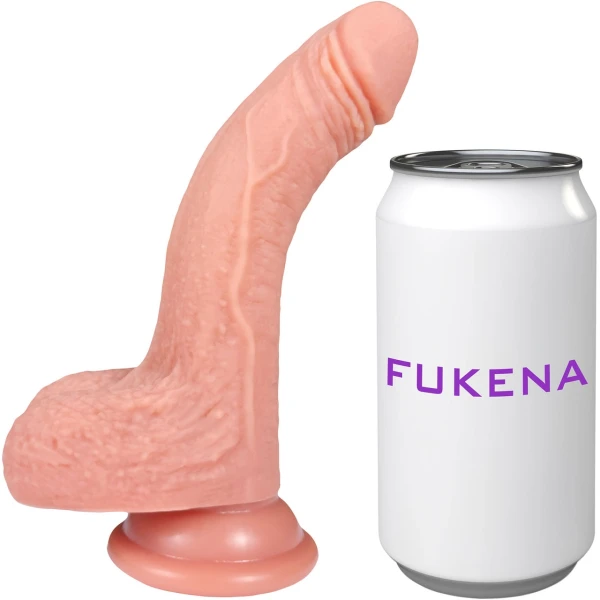The Champ 5.5 Inch Silicone Realistic Posable Dildo With Balls & Suction Cup Base By Fukena - Vanilla