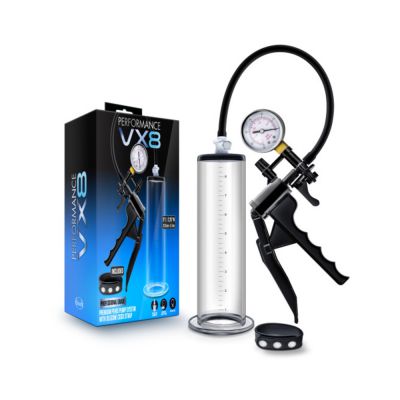 Performance Vx8 Premium Penis Pump System With Silicone Cock Strap Clear
