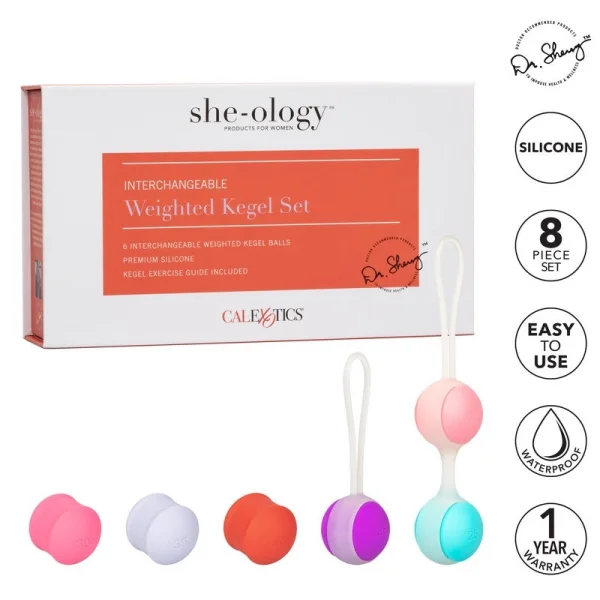 She-ology Interchangeable Weighted Silicone Kegel Set by CalExotics